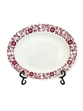 Vintage Homer Laughlin Red Floral Oval Serving Platter | Made in USA